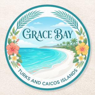 Posavasos Redondo De Papel Bahía de Grace Islas Turcas y Caicos