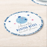 Posavasos Redondo De Papel Baile Queen Greek Musical disco novia ducha<br><div class="desc">Dancing Queen bridal ducha,  una escayola de papel redonda editable,  inspirada en la música mediterránea griega de las buganvillas.</div>