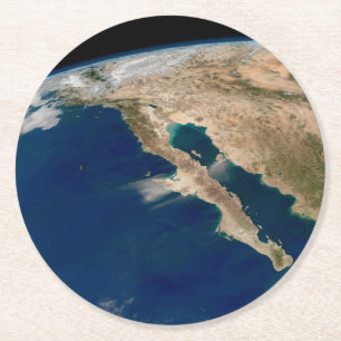 Posavasos Redondo De Papel Baja California Y La Costa Del Pacífico De México.