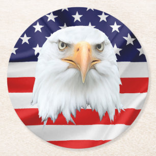 Posavasos Redondo De Papel Bald Eagle increíble patriótico