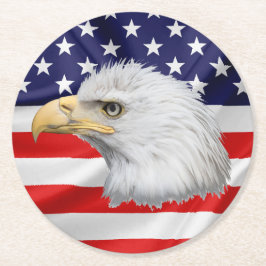 Posavasos Redondo De Papel Bald Eagle patriótico elegante