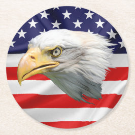 Posavasos Redondo De Papel Bald Eagle un regalo patriótico de primera categor