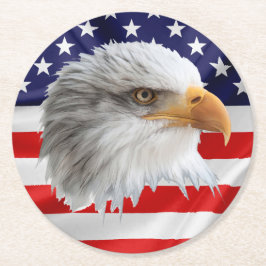 Posavasos Redondo De Papel Bald Eagle un regalo patriótico único