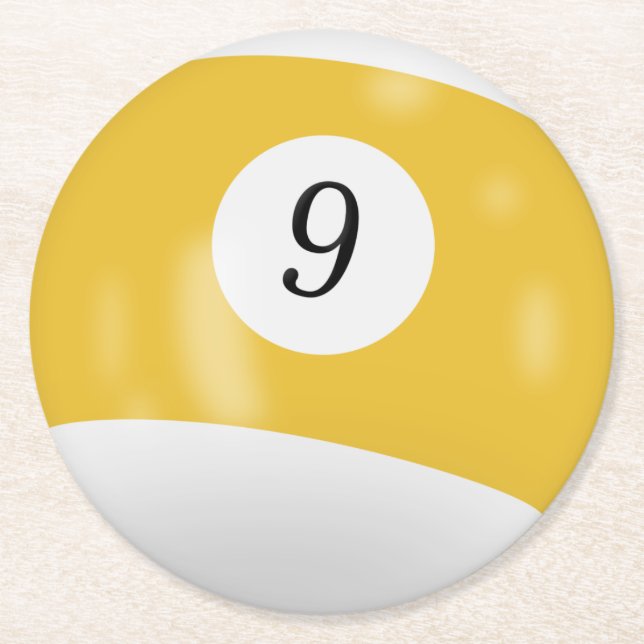 Posavasos Redondo De Papel Balón de 9 billares (Anverso)