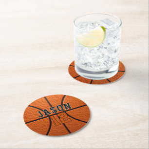 Posavasos Redondo De Papel Balón de Baloncesto Personalizado con Nombre y Eda