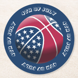 Posavasos Redondo De Papel Baloncesto del 4 de Julio
