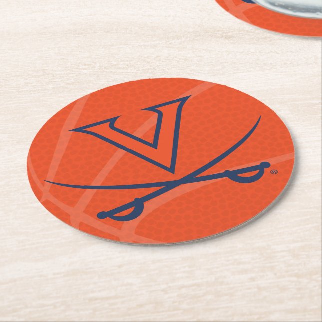Posavasos Redondo De Papel Baloncesto Virginia Cavaliers (En perspectiva)