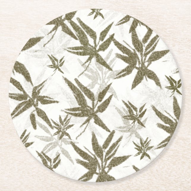 Posavasos Redondo De Papel Bambú sobre hojas blancas - patrón de superficie s (Anverso)