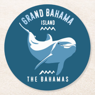 Posavasos Redondo De Papel Bañarse con delfines Buceo Grand Bahama Scuba