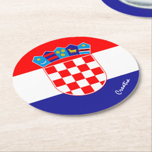 Posavasos Redondo De Papel bandera croata y boda en Croacia, fiesta /deportes