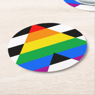 Posavasos Redondo De Papel Bandera de aliado LGBTQ+