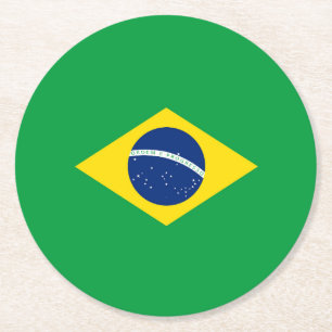 Posavasos Redondo De Papel Bandera de Brasil