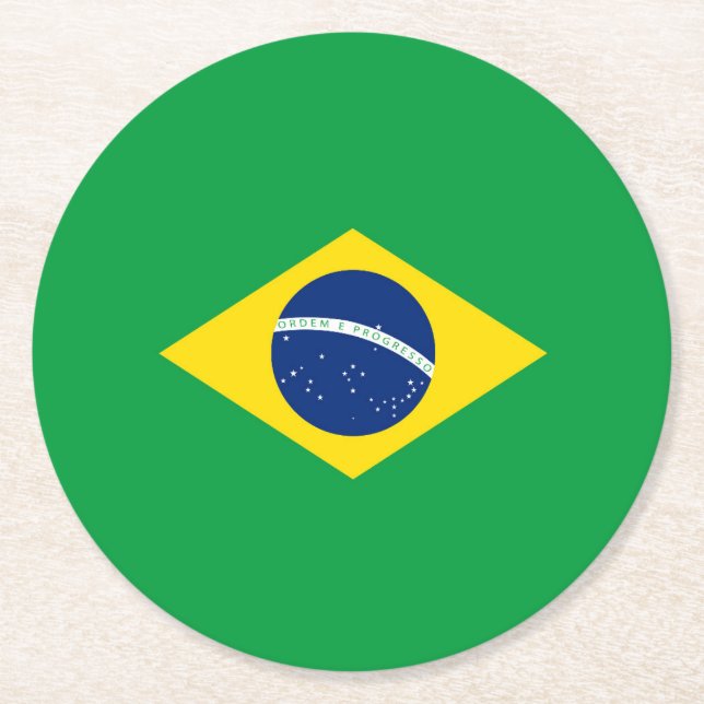 Posavasos Redondo De Papel Bandera de Brasil (Anverso)