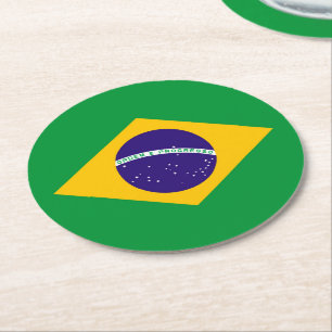 Posavasos Redondo De Papel Bandera de Brasil