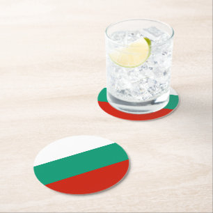 Posavasos Redondo De Papel Bandera de Bulgaria