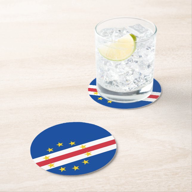 Posavasos Redondo De Papel Bandera de Cabo Verde (In situ)
