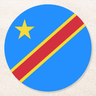 Posavasos Redondo De Papel Bandera de Congo Kinshasa