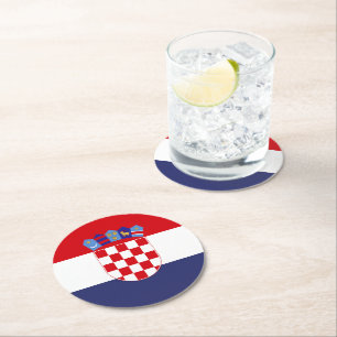 Posavasos Redondo De Papel Bandera de Croacia