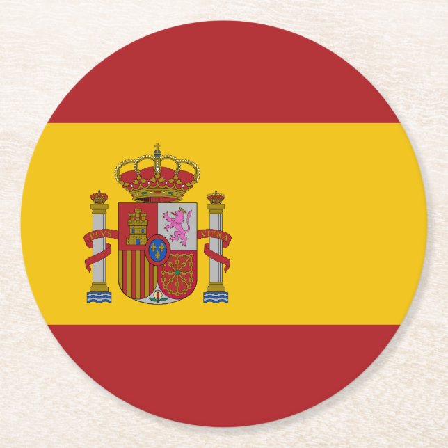 Posavasos Redondo De Papel Bandera de España (Anverso)