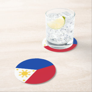 Posavasos Redondo De Papel Bandera de Filipinas