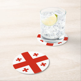 Posavasos Redondo De Papel Bandera de Georgia