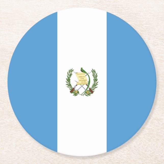 Posavasos Redondo De Papel Bandera de Guatemala (Anverso)