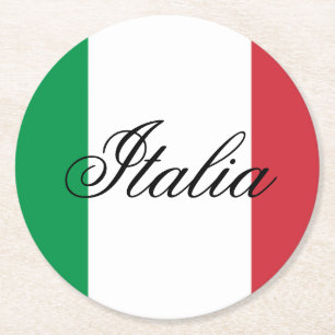 Posavasos Redondo De Papel Bandera de Italia Orgullo Italiano País de Europa