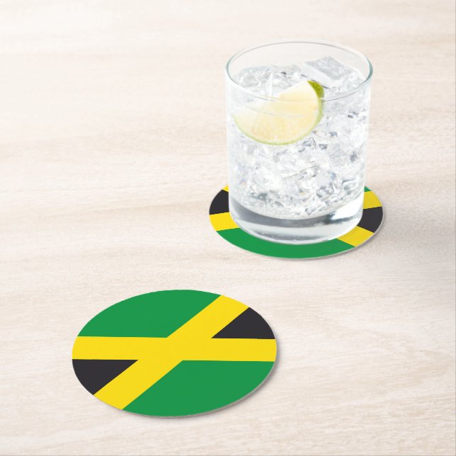 Posavasos Redondo De Papel Bandera de Jamaica (In situ)