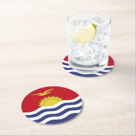 Posavasos Redondo De Papel Bandera de Kiribati