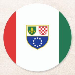 Posavasos Redondo De Papel Bandera de la Federación de Bosnia-Herzegovina