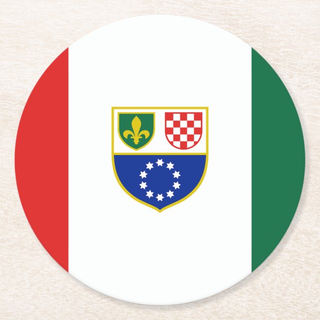 Posavasos Redondo De Papel Bandera de la Federación de Bosnia y Herzegovina (Anverso)