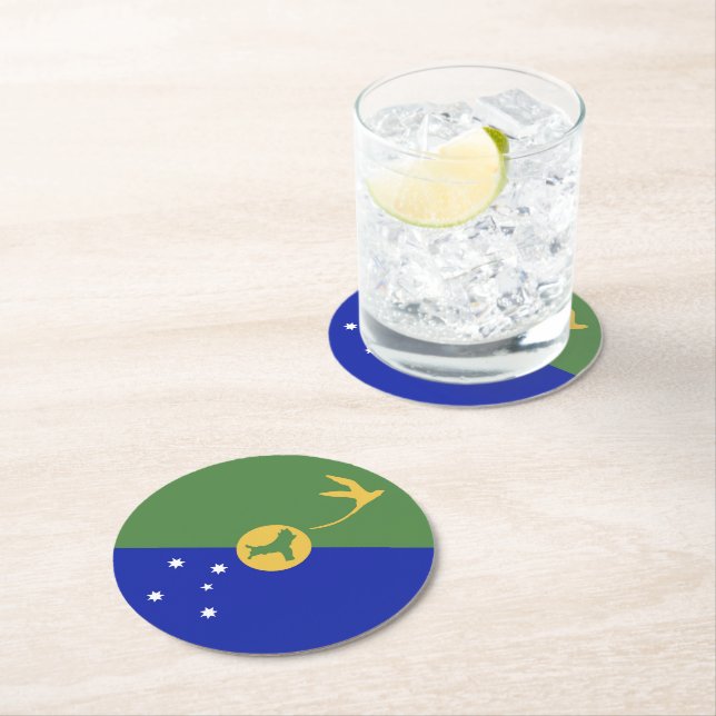 Posavasos Redondo De Papel Bandera de la isla de los navidades (In situ)