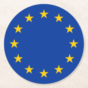 Posavasos Redondo De Papel Bandera de la Unión Europea