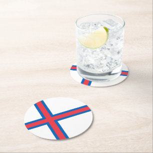 Posavasos Redondo De Papel Bandera de las Islas Feroe