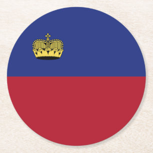 Posavasos Redondo De Papel Bandera de Liechtenstein