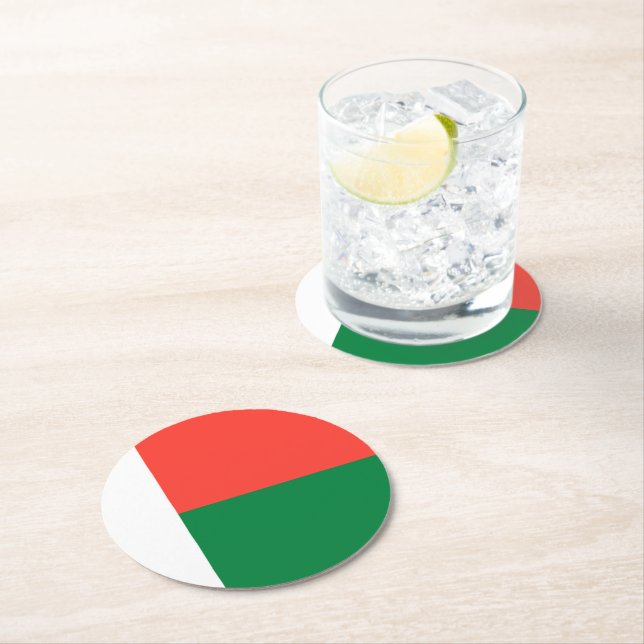 Posavasos Redondo De Papel Bandera de Madagascar (In situ)