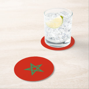 Posavasos Redondo De Papel Bandera de Marruecos