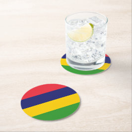 Posavasos Redondo De Papel Bandera de Mauricio