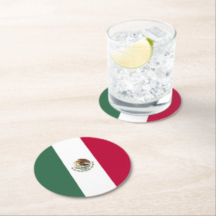 Posavasos Redondo De Papel Bandera de México
