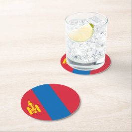 Posavasos Redondo De Papel Bandera de Mongolia