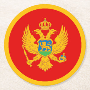 Posavasos Redondo De Papel Bandera de Montenegro