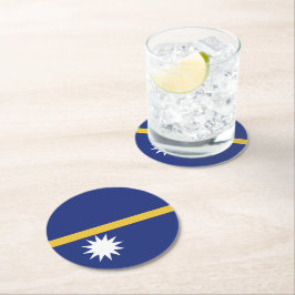 Posavasos Redondo De Papel Bandera de Nauru
