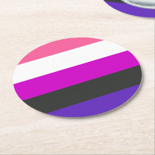 Posavasos Redondo De Papel Bandera de orgullo genderfluid