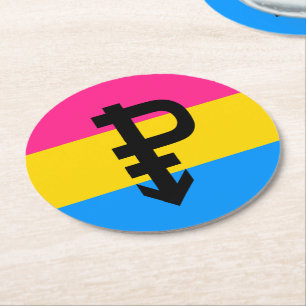 Posavasos Redondo De Papel Bandera de Orgullo Pansexual