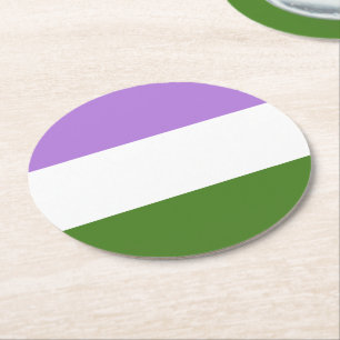 Posavasos Redondo De Papel Bandera de Orgullo Queer