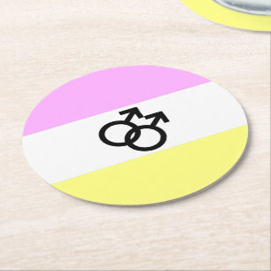 Posavasos Redondo De Papel Bandera de Orgullo Twink