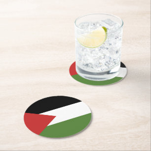 Posavasos Redondo De Papel Bandera de Palestina