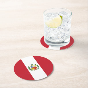 Posavasos Redondo De Papel Bandera de Perú