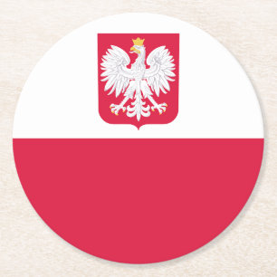 Posavasos Redondo De Papel Bandera de Polonia