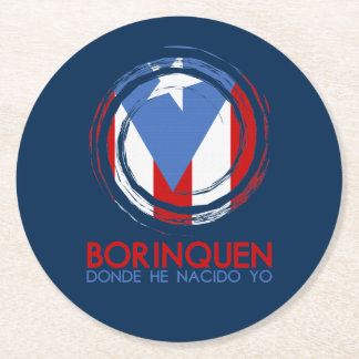 Posavasos Redondo De Papel Bandera de Puerto Rico Borinquen